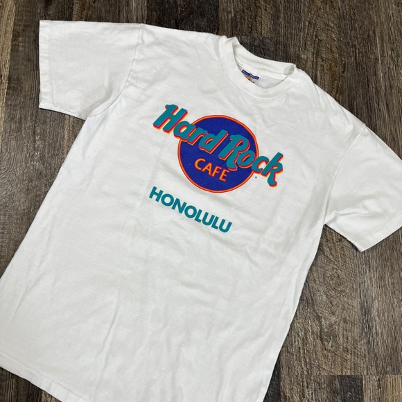 Vintage Hard Rock Cafe Shirt Size Medium Honolulu 1980s White 90s Destination - Picture 2 of 5